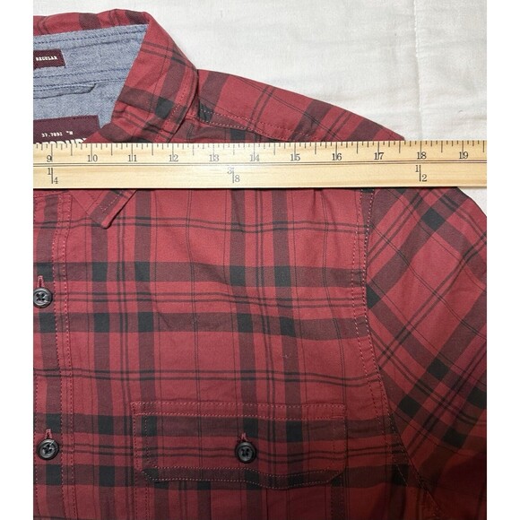 Alesbury 100% Cotton Red Black Plaid Button Up Shirt Regular‎ Men's MEDIUM NWOT - Picture 10 of 10